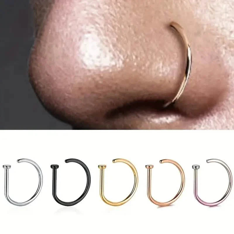 Elegante Nasenringe aus Edelstahl im Punk-Stil – Clip-on ohne Piercing