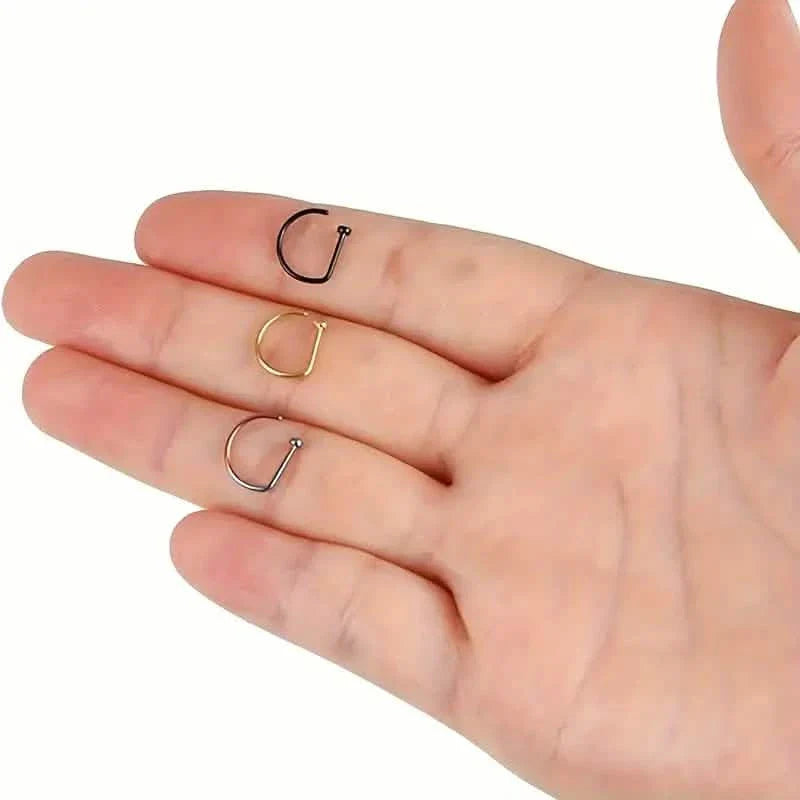 Elegante Nasenringe aus Edelstahl im Punk-Stil – Clip-on ohne Piercing