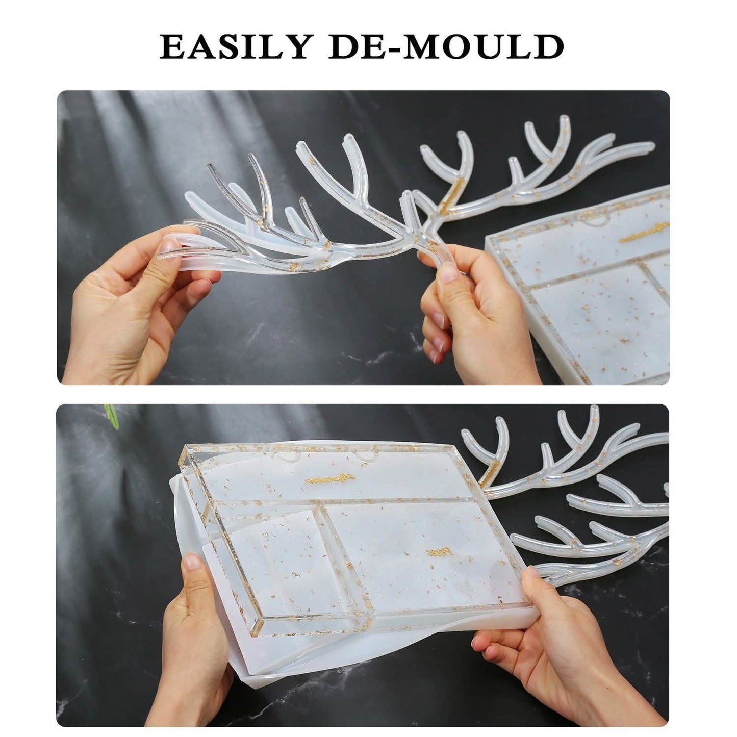 Epoxidharz Silikonformen Geweih Ast Tablett Schmuck Display Organizer