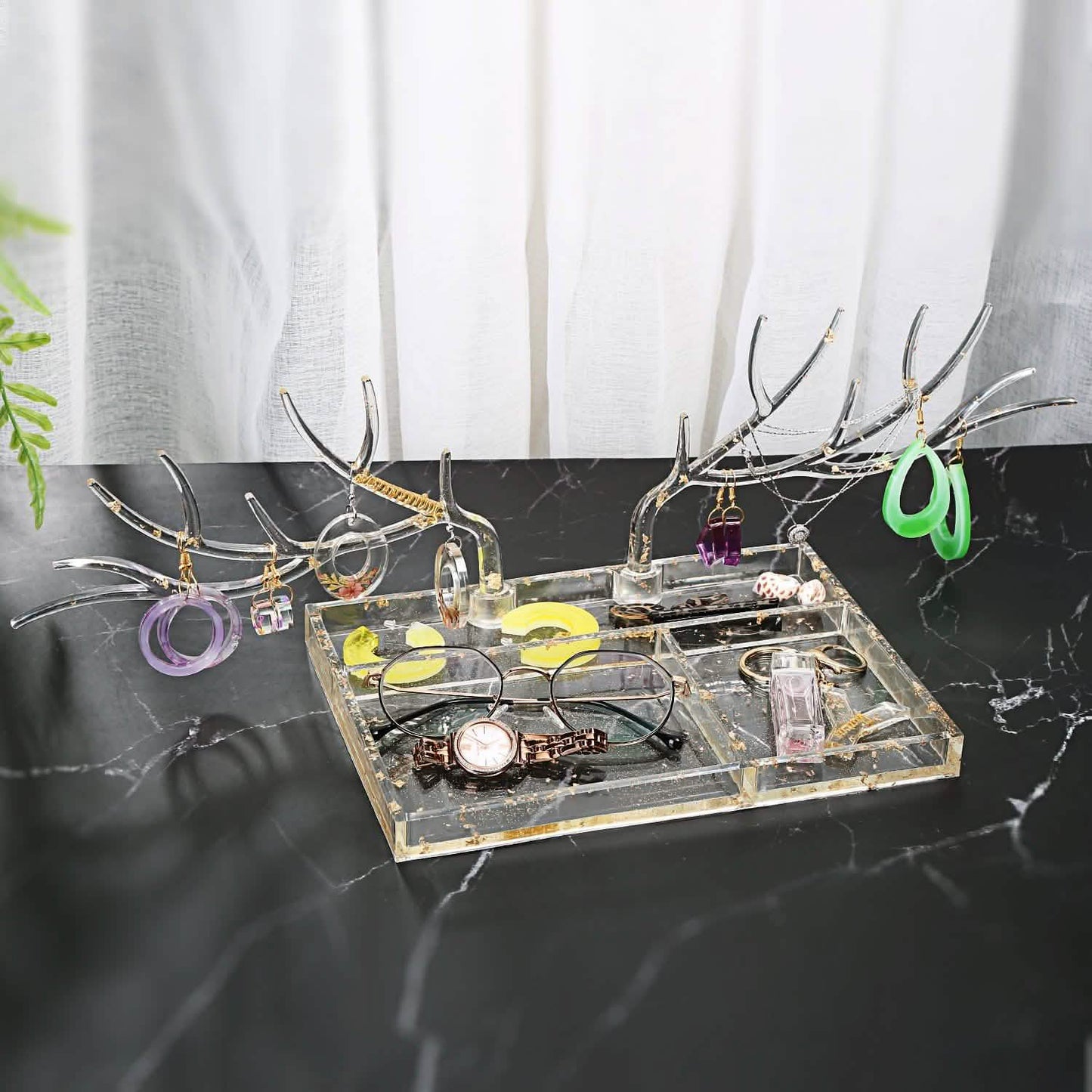 Epoxidharz Silikonformen Geweih Ast Tablett Schmuck Display Organizer