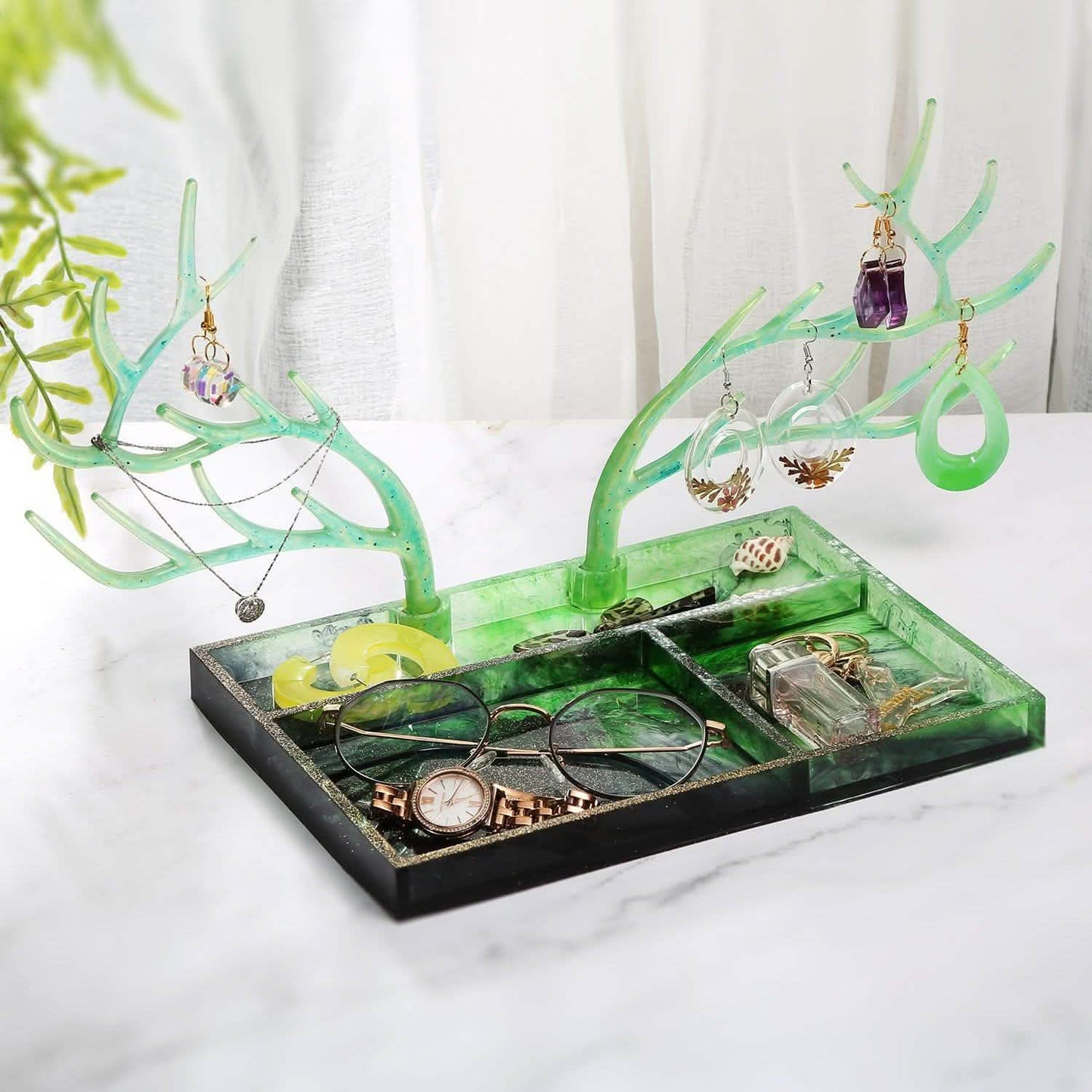 Epoxidharz Silikonformen Geweih Ast Tablett Schmuck Display Organizer