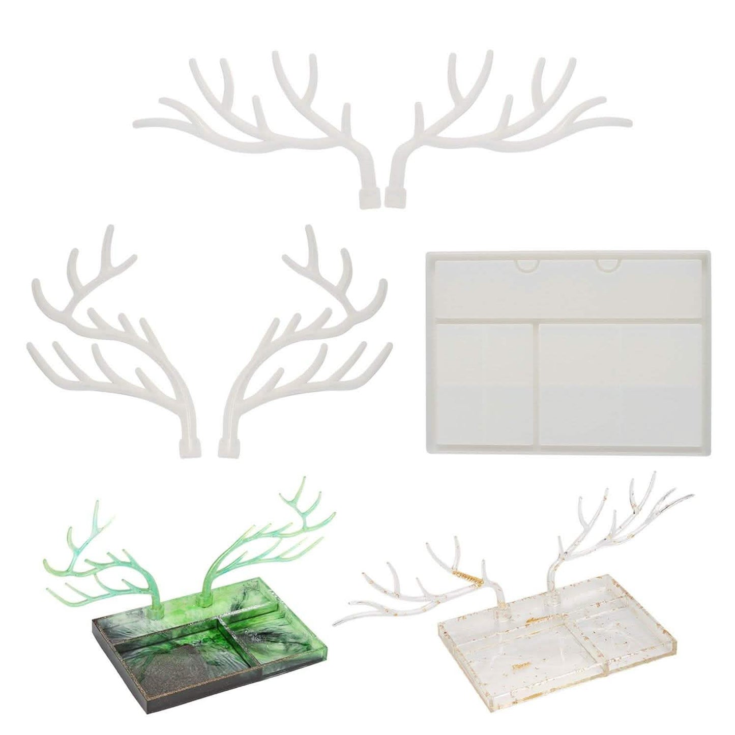 Epoxidharz Silikonformen Geweih Ast Tablett Schmuck Display Organizer