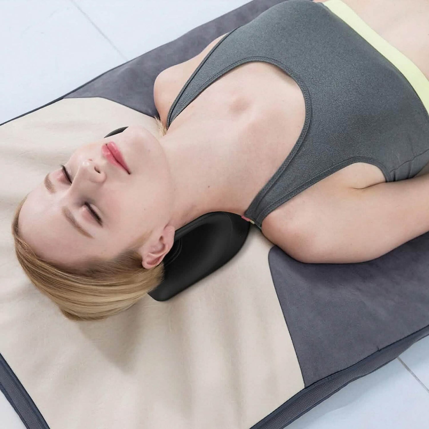 Ergonomischer beheizbarer Nackenstrecker, Traktionskissen für die Halswirbelsäule mit Graphen-Heizkissen