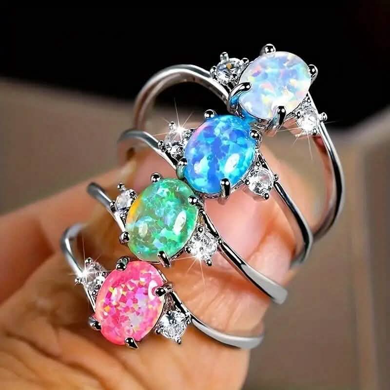 Exquisite Ringe mit ovalem künstlichem Opal