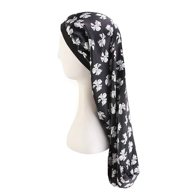 Extra langer Satin-Bonnet Schlafmütze Langer Bonnet für Zöpfe Lockere Mütze