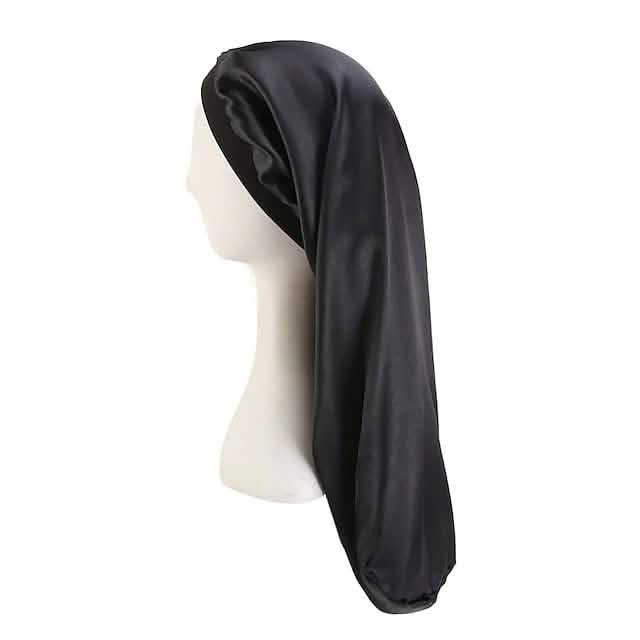 Extra langer Satin-Bonnet Schlafmütze Langer Bonnet für Zöpfe Lockere Mütze