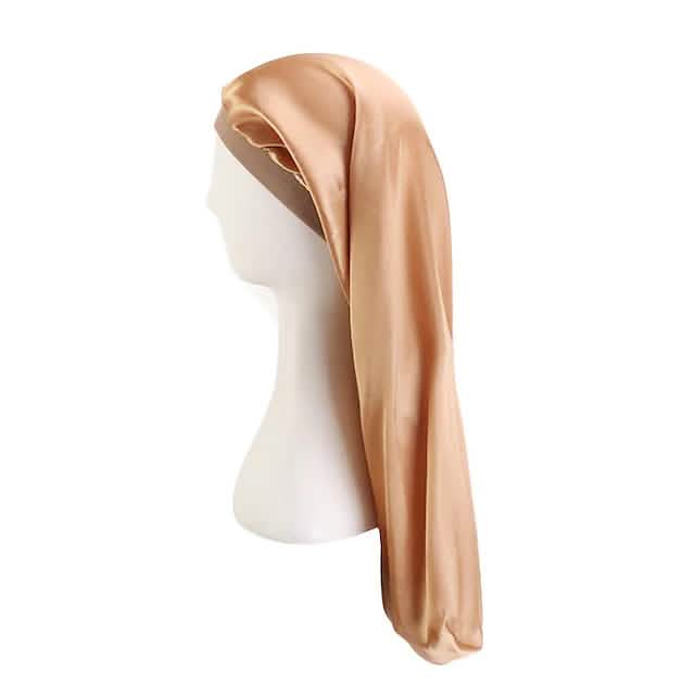 Extra langer Satin-Bonnet Schlafmütze Langer Bonnet für Zöpfe Lockere Mütze