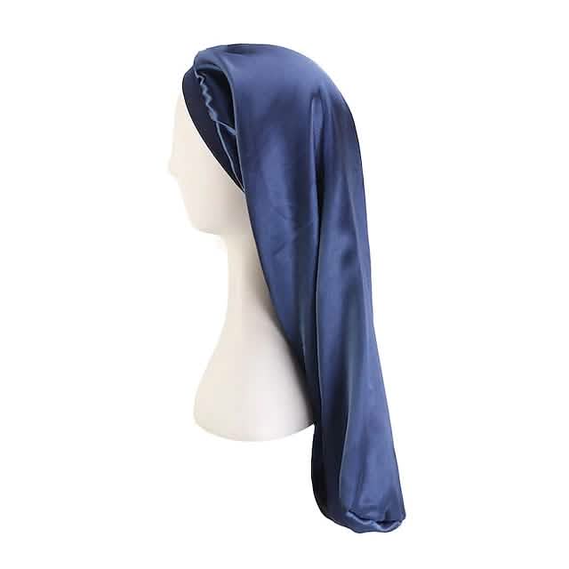 Extra langer Satin-Bonnet Schlafmütze Langer Bonnet für Zöpfe Lockere Mütze