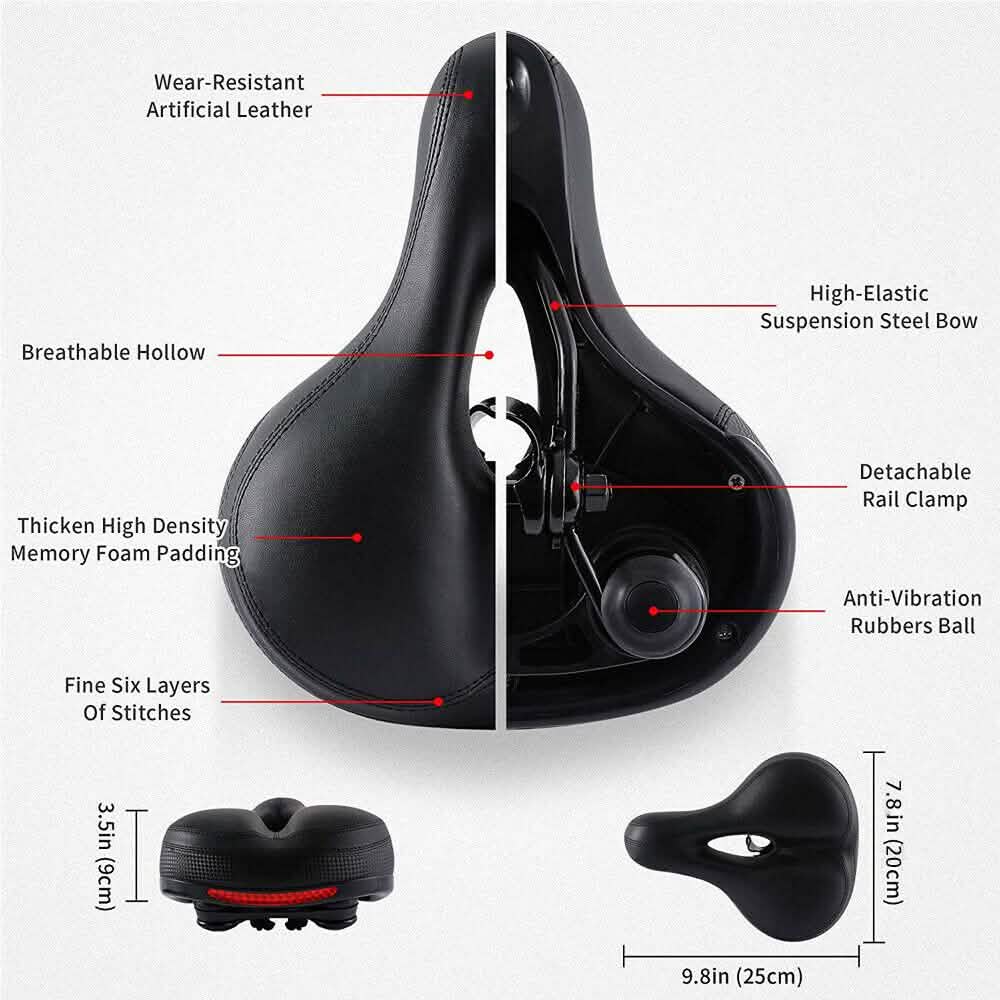 Extra breiter großer Fahrradsitz, weich und bequem gepolstert, MTB Rennrad Gel Sattelkissen
