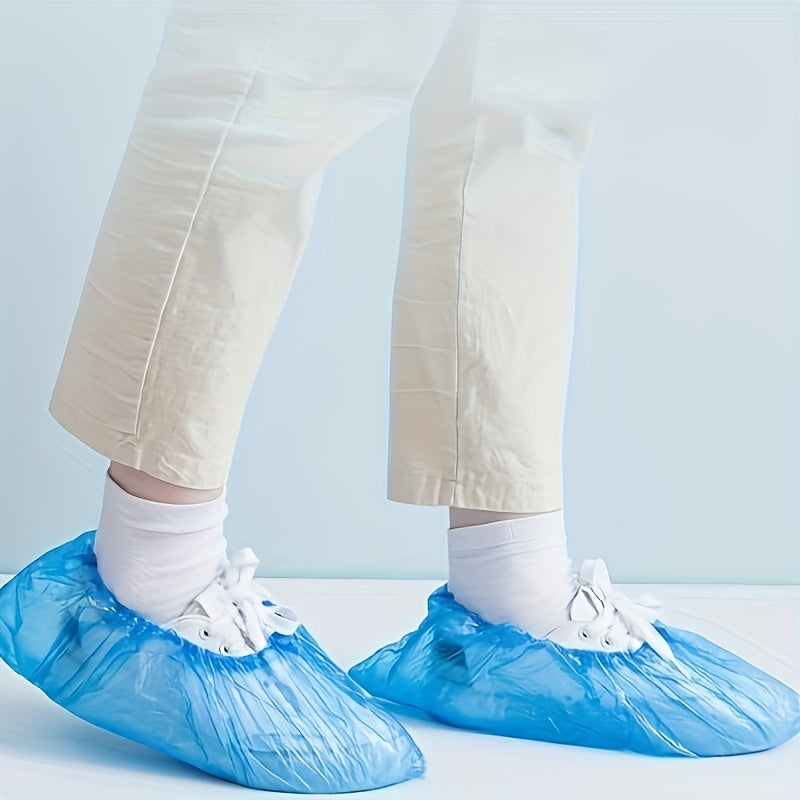100er-Pack: Einweg-Plastiküberschuhe – wasserdicht & rutschfest