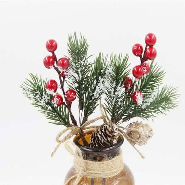 Künstlicher Schnee Frost Kiefernzweig Zapfen Beere Stechpalme Weihnachtsbaum Christbaumschmuck
