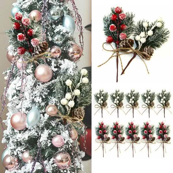 Künstlicher Schnee Frost Kiefernzweig Zapfen Beere Stechpalme Weihnachtsbaum Christbaumschmuck