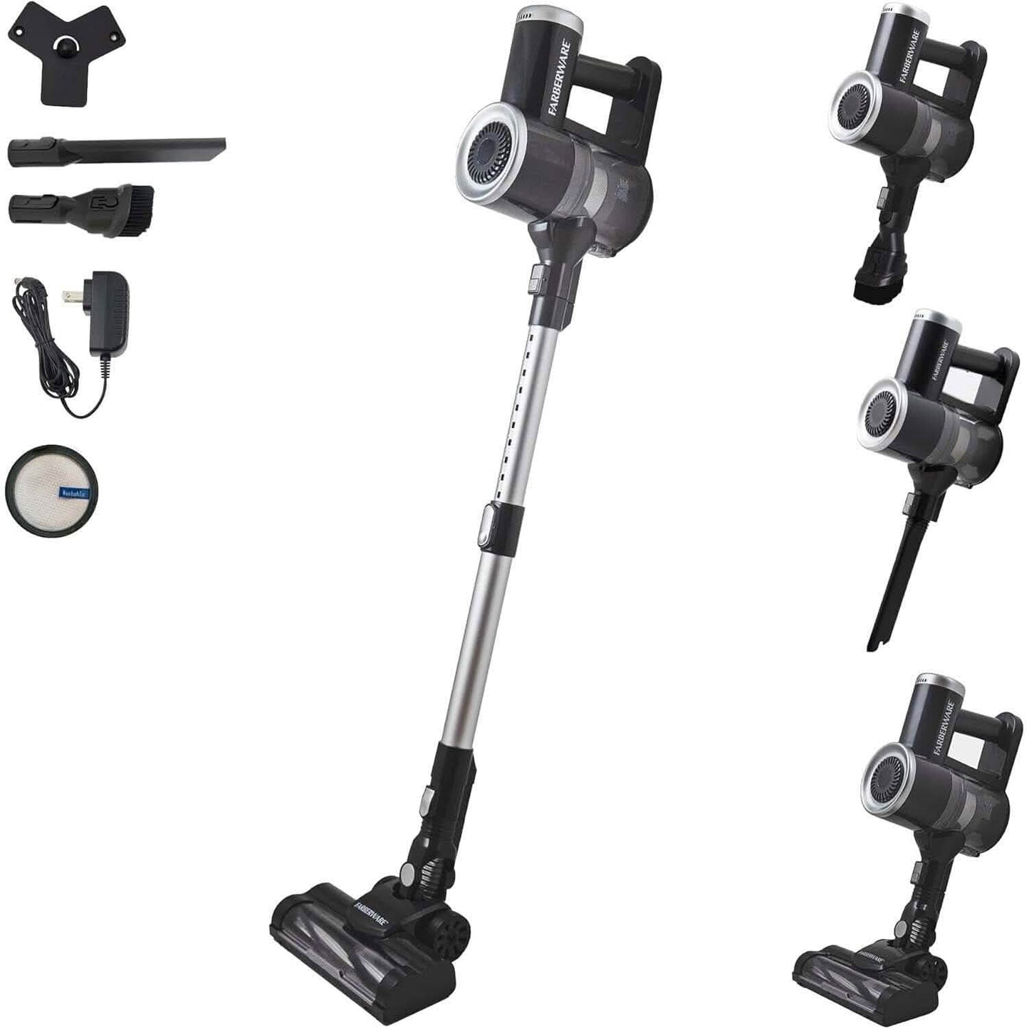 Farberware Cordless Pro Stielstaubsauger, Leistungsstarke Saugkraft mit 2 Geschwindigkeitsstufen für Teppich- und Hartböden, Umwandelbar zum Handstaubsauger