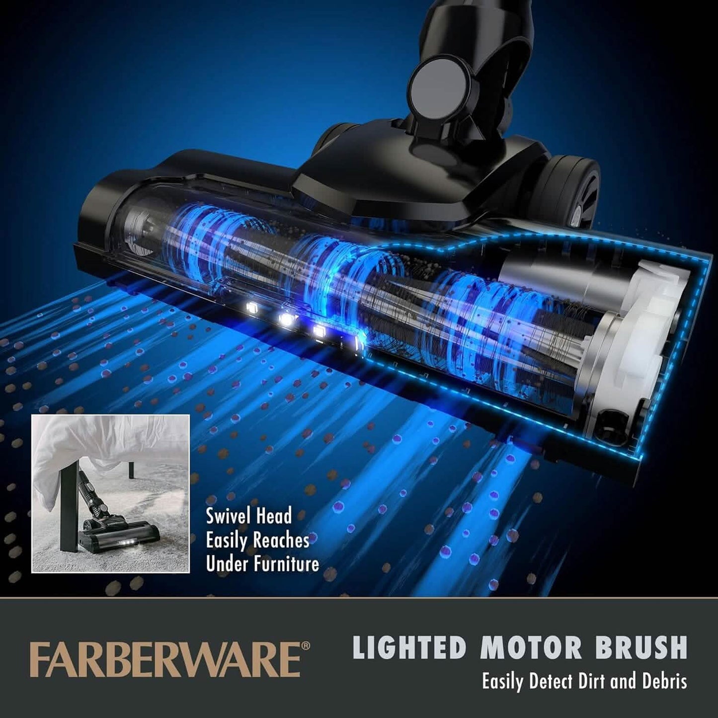 Farberware Cordless Pro Stielstaubsauger, Leistungsstarke Saugkraft mit 2 Geschwindigkeitsstufen für Teppich- und Hartböden, Umwandelbar zum Handstaubsauger