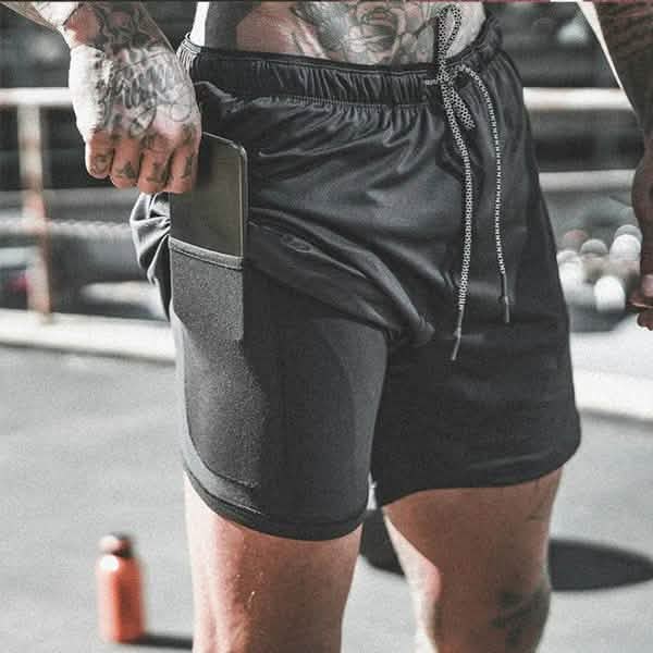 Modische Herren-Sportshorts mit elastischem Bund und Handytasche