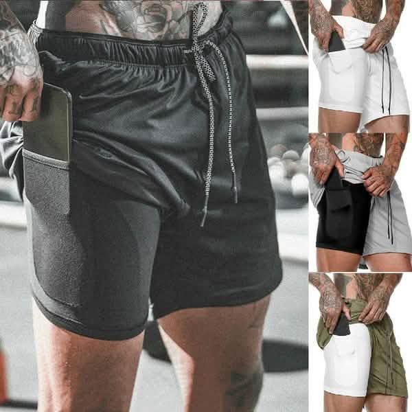 Modische Herren-Sportshorts mit elastischem Bund und Handytasche