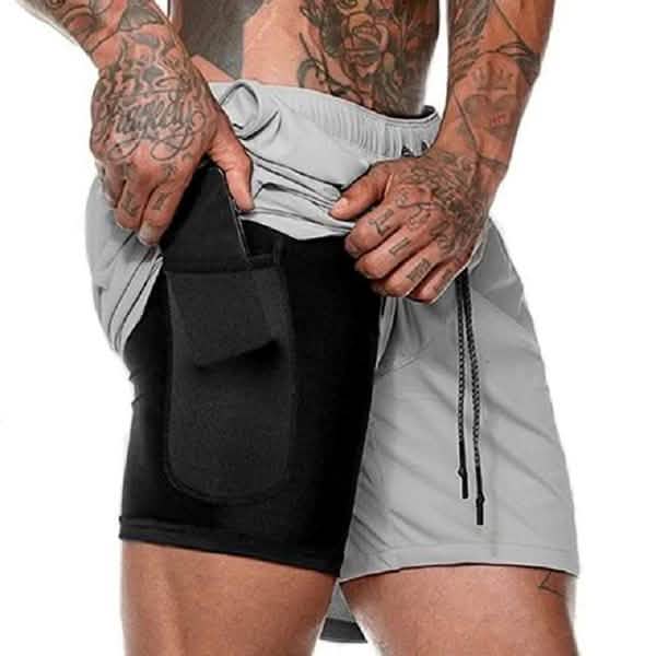 Modische Herren-Sportshorts mit elastischem Bund und Handytasche