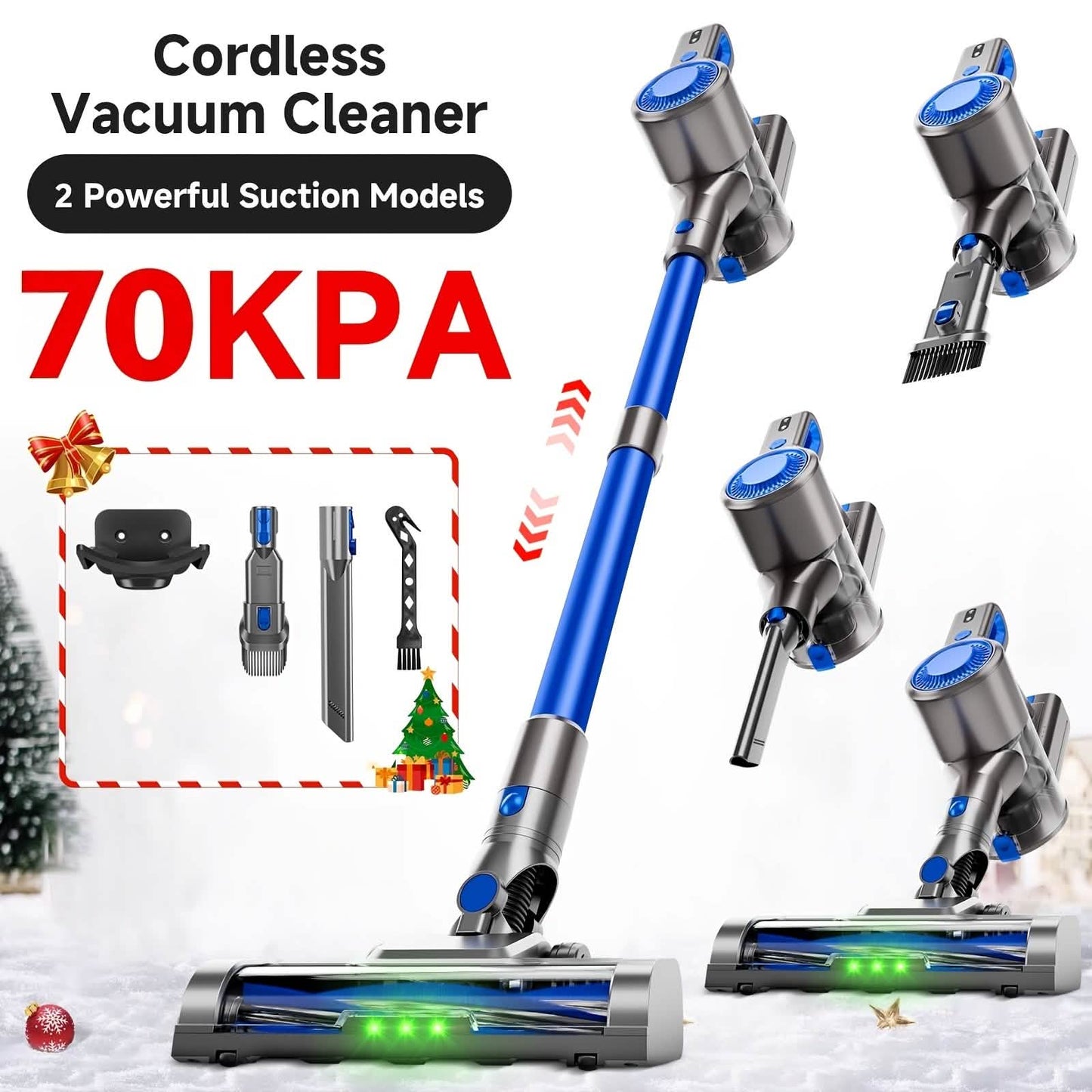 Kabelloser Staubsauger mit LED-Licht & herausnehmbarem Akku