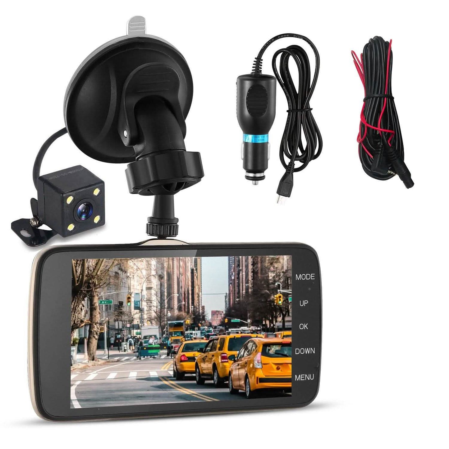 FHD 1080P Dashcam mit 4-Zoll-Bildschirm und zwei Kameras