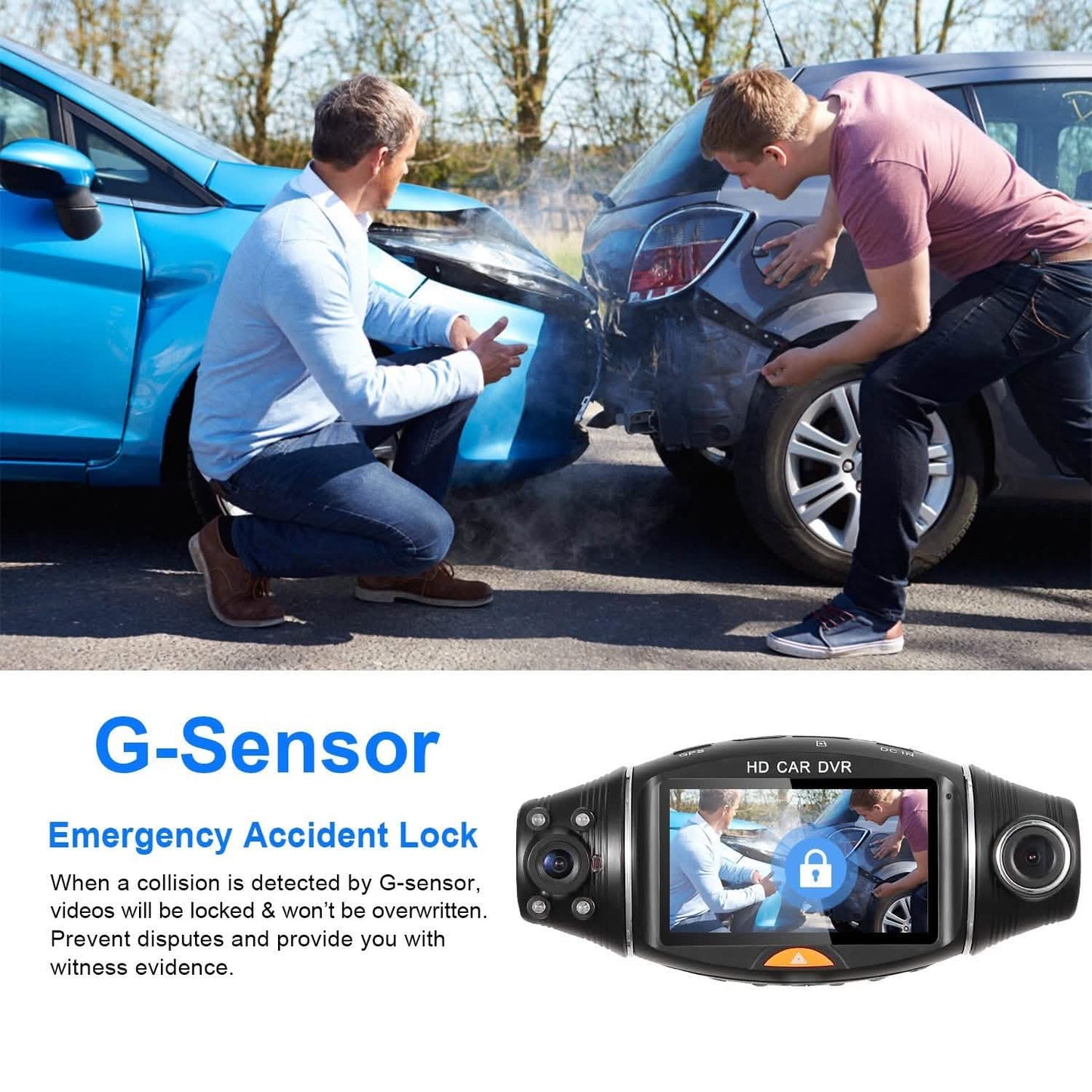 FHD 1080P Dual-Objektiv Auto DVR Dashcam