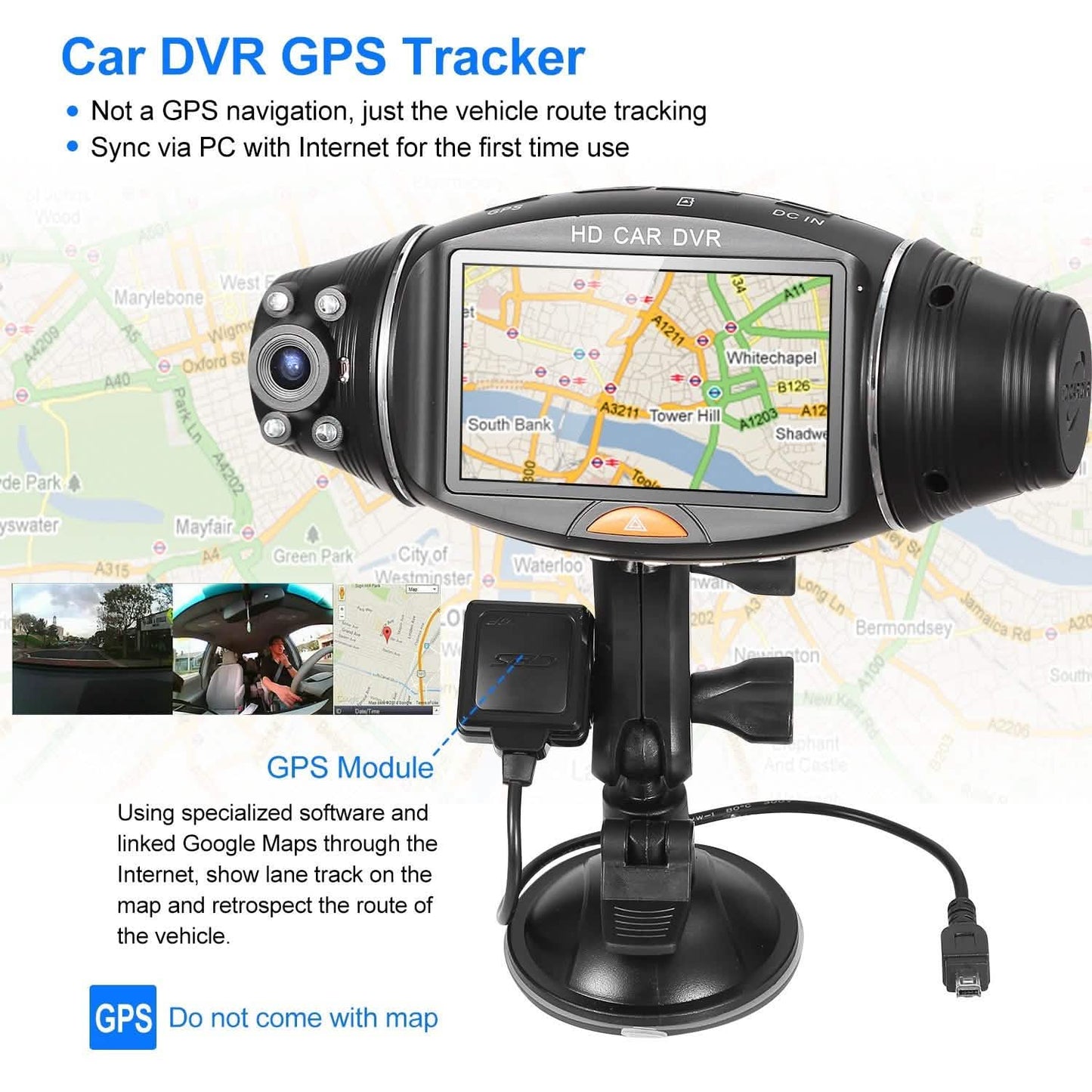 FHD 1080P Dual-Objektiv Auto DVR Dashcam