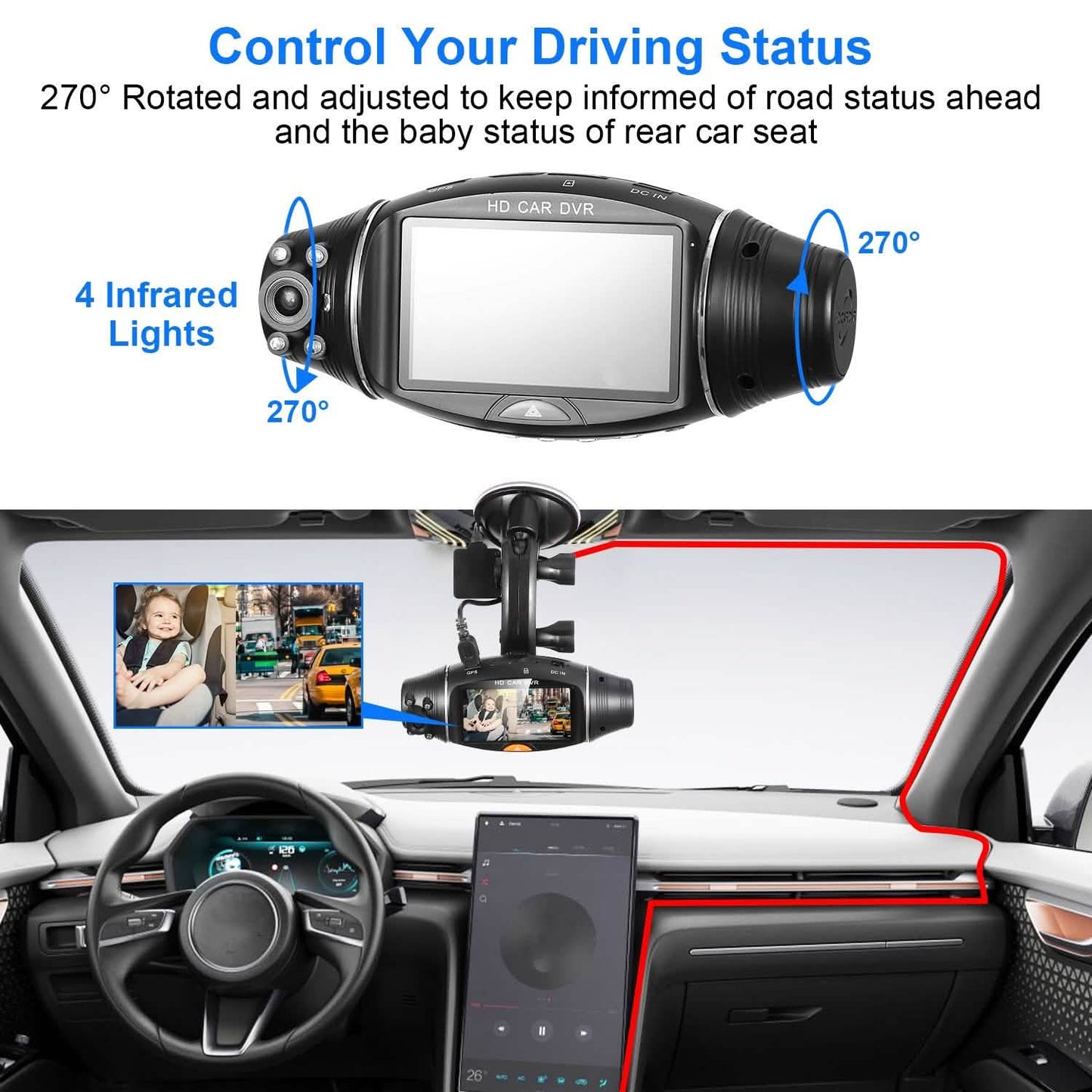 FHD 1080P Dual-Objektiv Auto DVR Dashcam