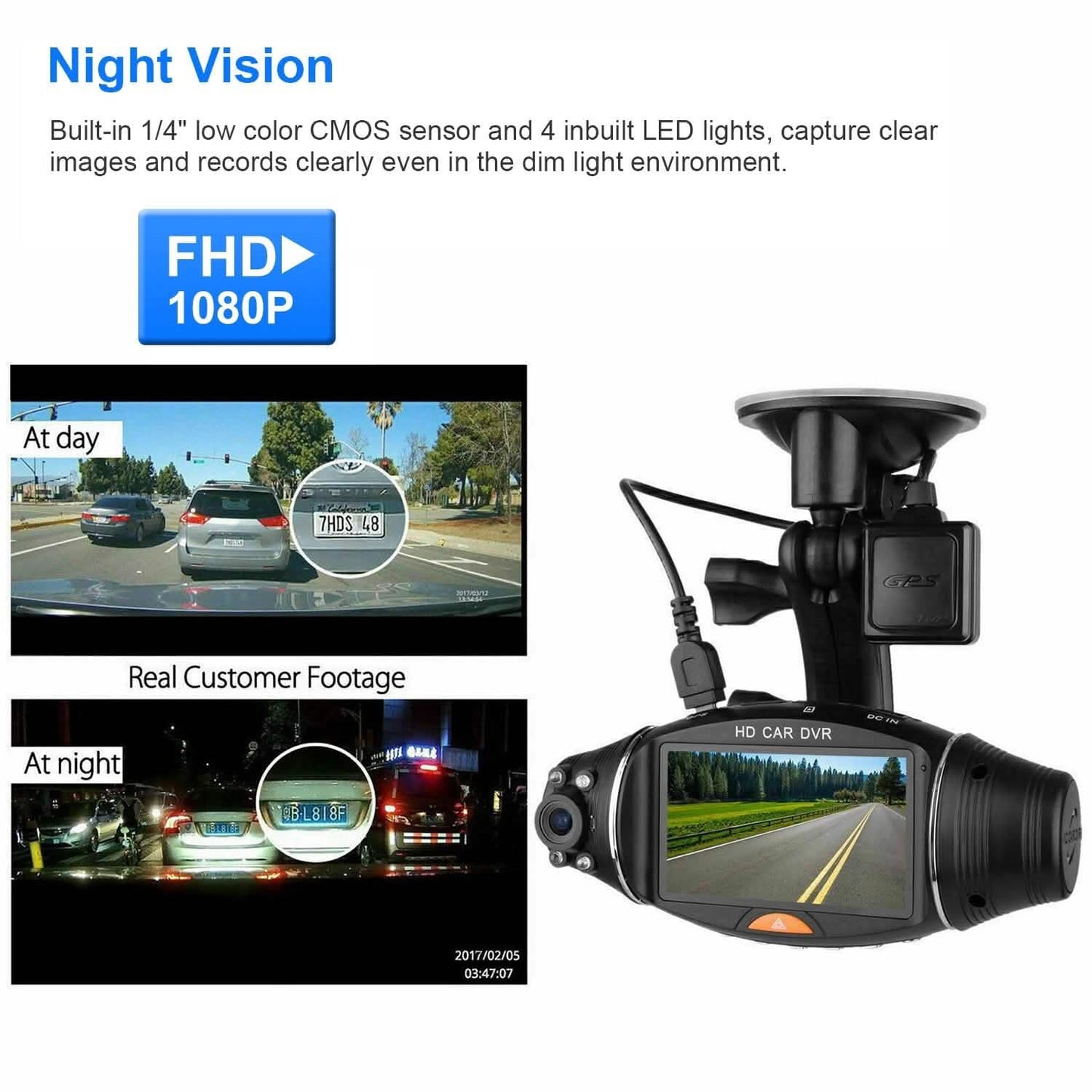 FHD 1080P Dual-Objektiv Auto DVR Dashcam