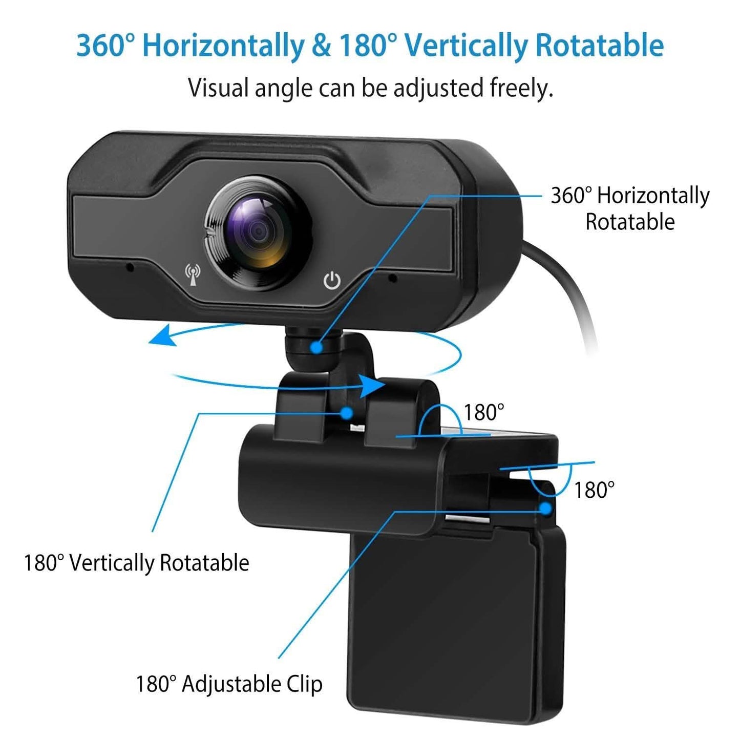 FHD 1080P USB Webcam mit 360° drehbarem Clip