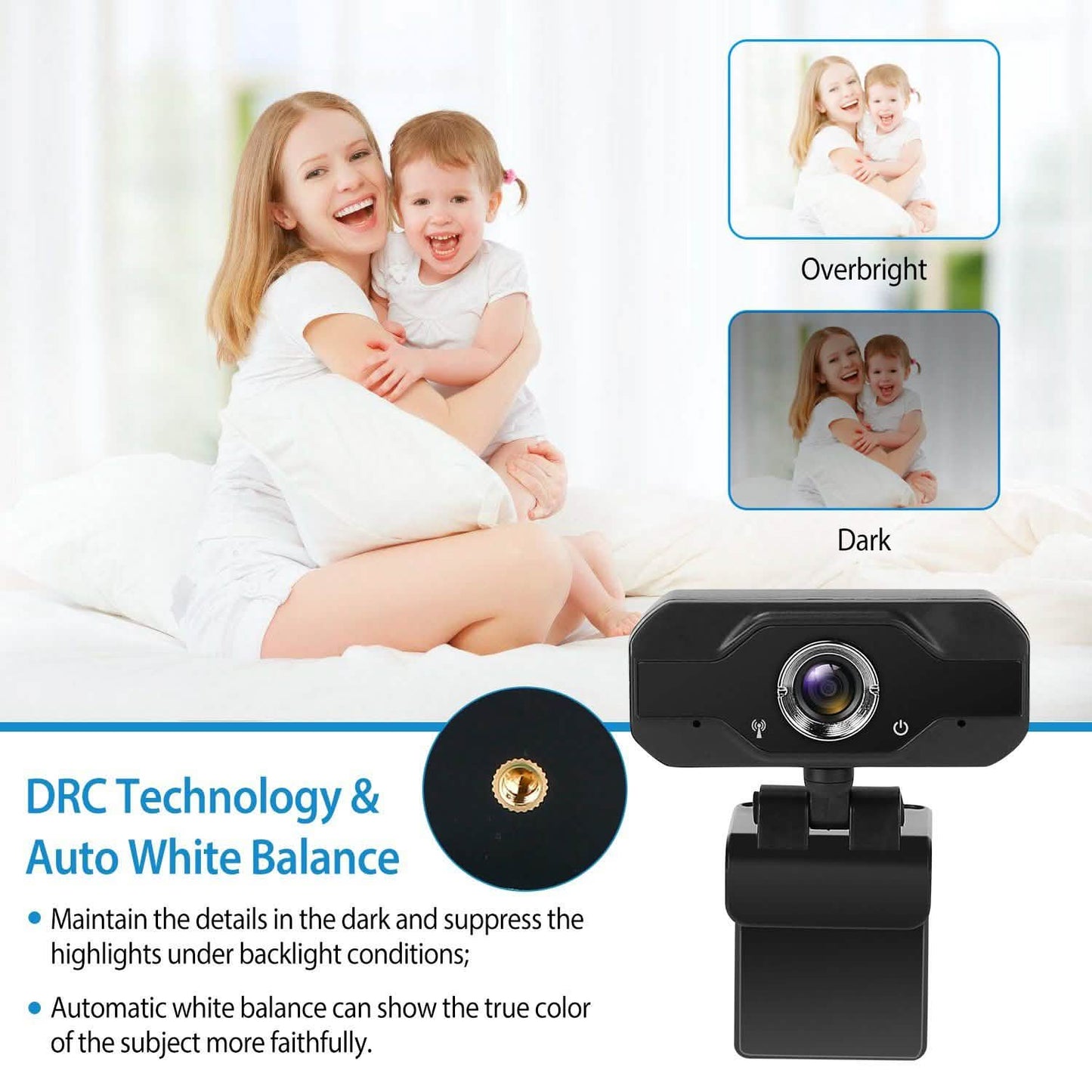 FHD 1080P USB Webcam mit 360° drehbarem Clip