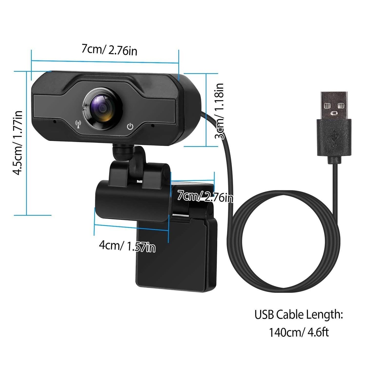 FHD 1080P USB Webcam mit 360° drehbarem Clip