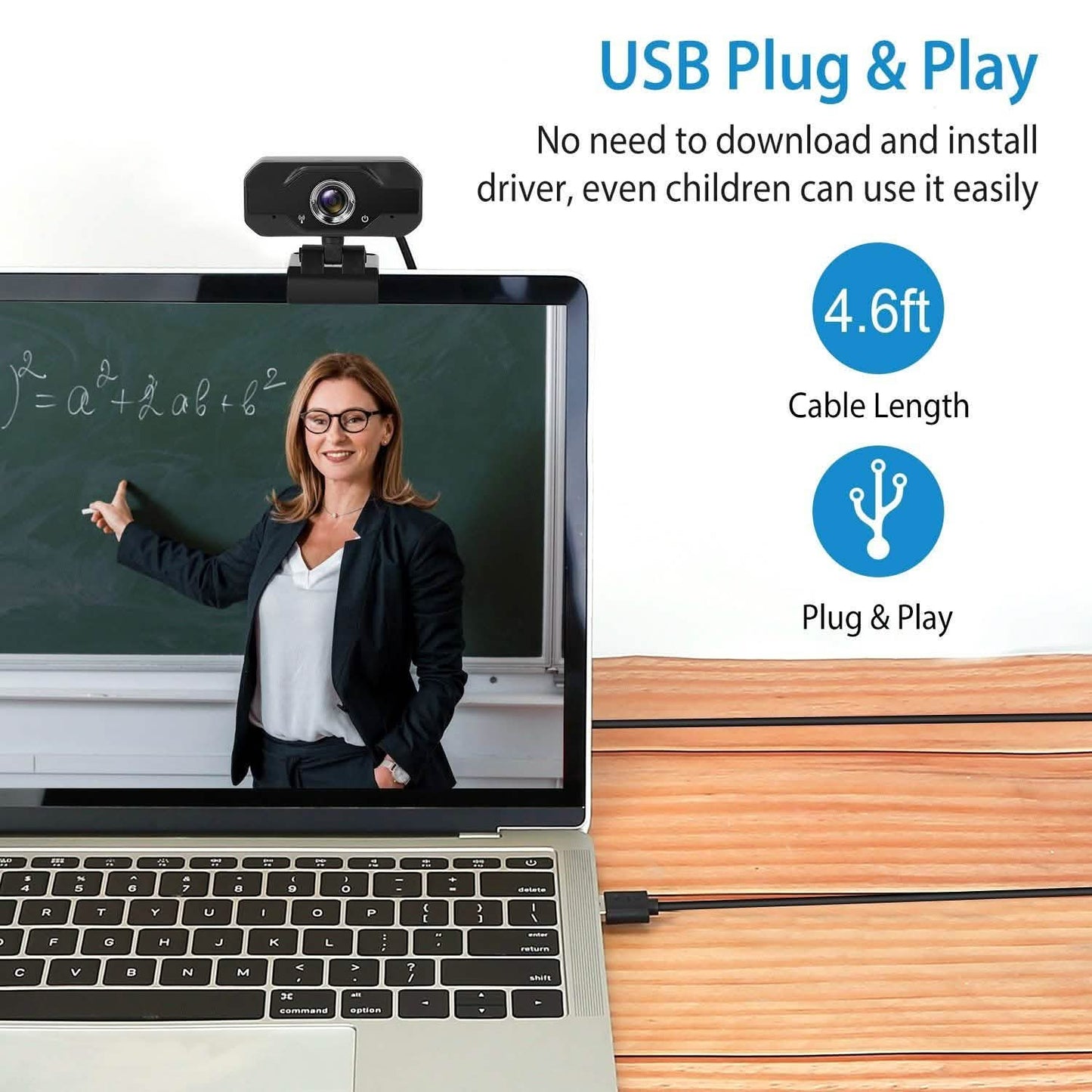 FHD 1080P USB Webcam mit 360° drehbarem Clip