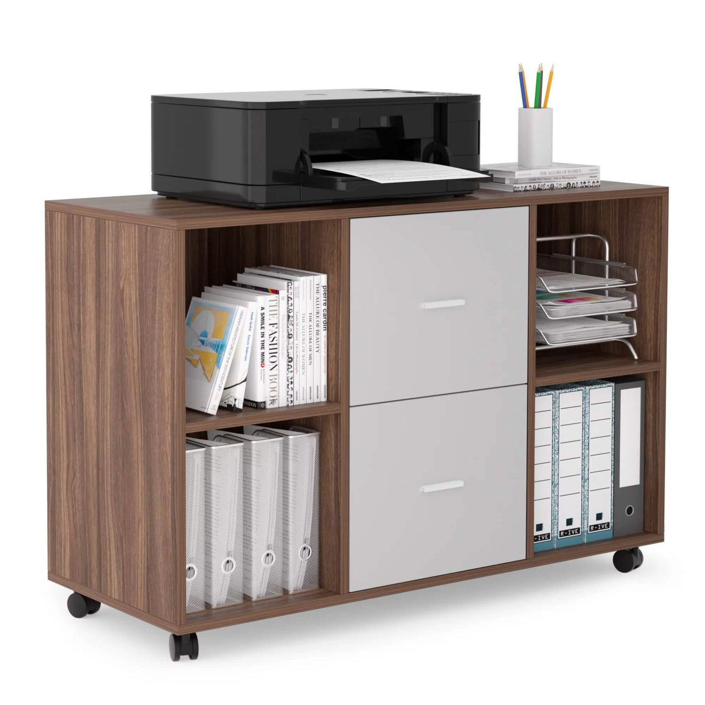 Aktenschrank mit 2 Schubladen, seitlich, aus Holz
