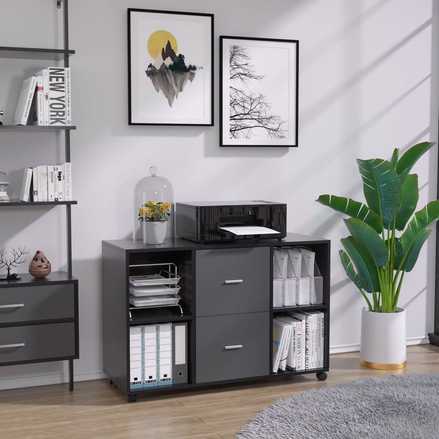 Aktenschrank mit 2 Schubladen, seitlich, aus Holz