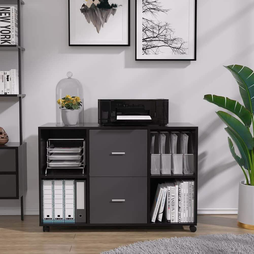 Aktenschrank mit 2 Schubladen, seitlich, aus Holz