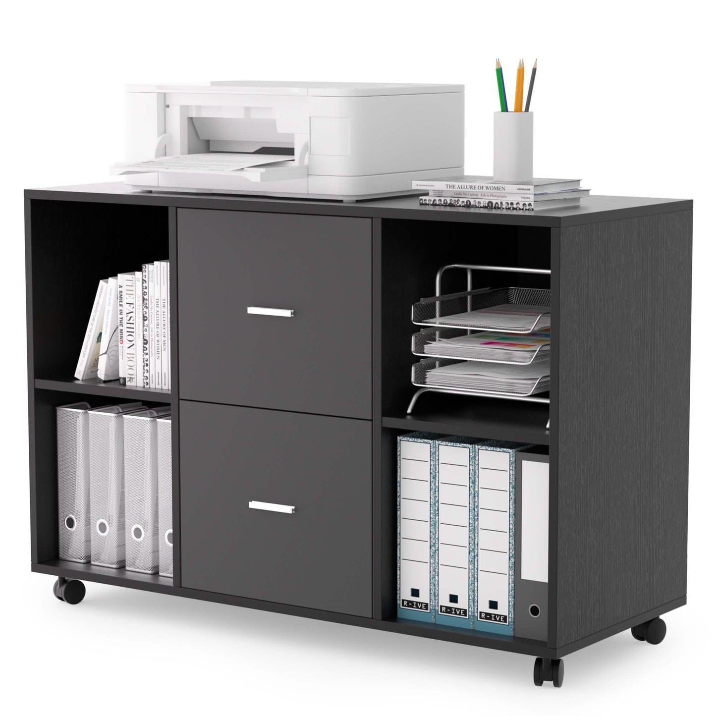 Aktenschrank mit 2 Schubladen, seitlich, aus Holz