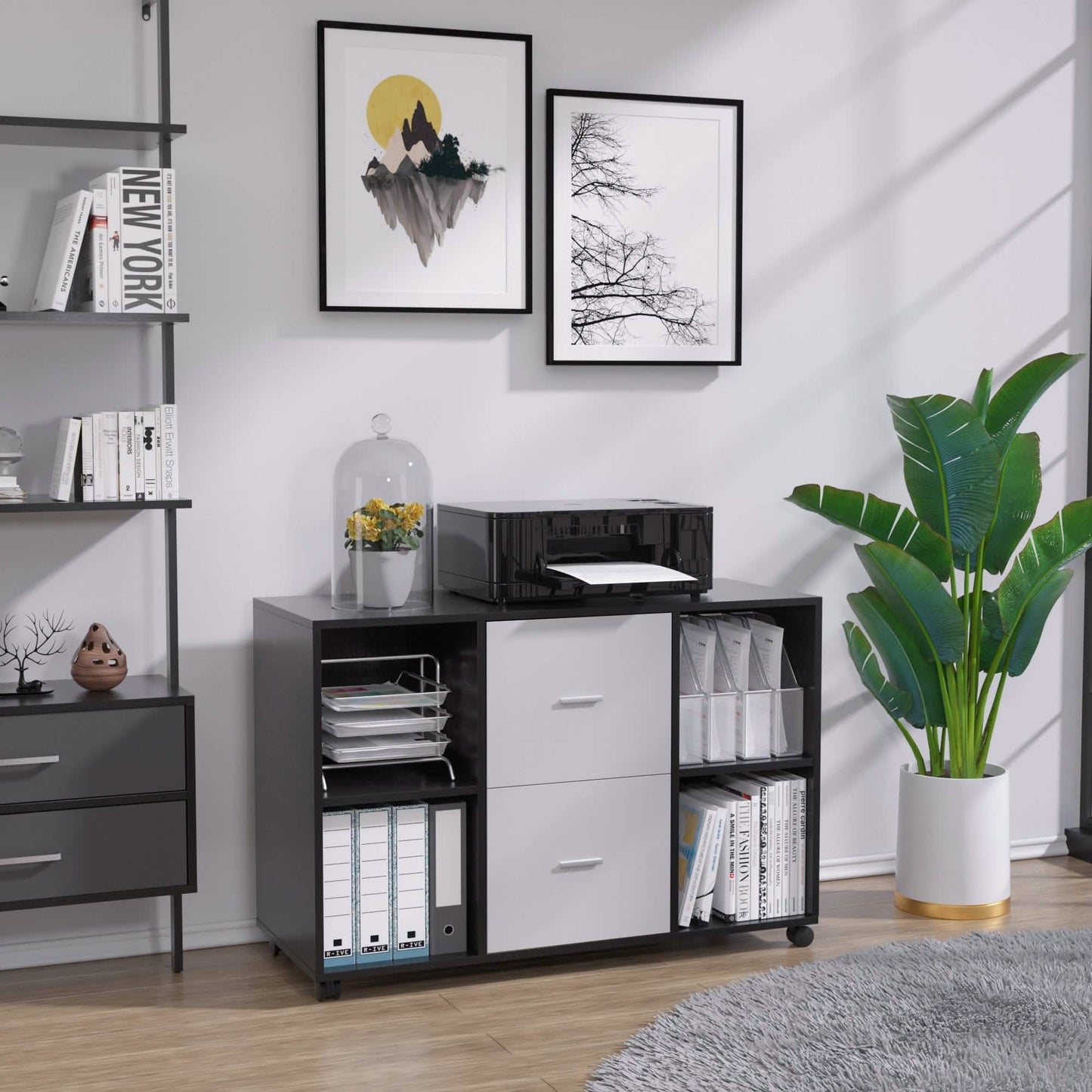 Aktenschrank mit 2 Schubladen, seitlich, aus Holz
