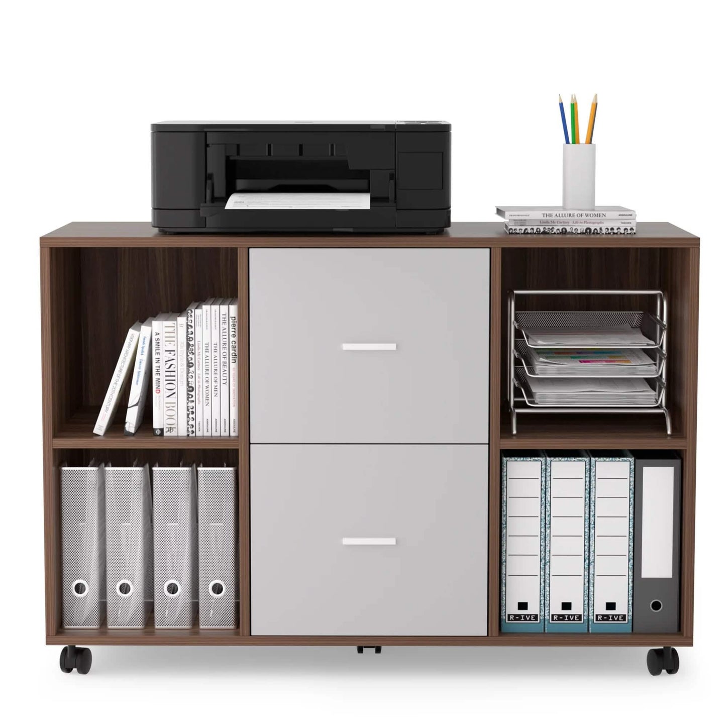 Aktenschrank mit 2 Schubladen, seitlich, aus Holz
