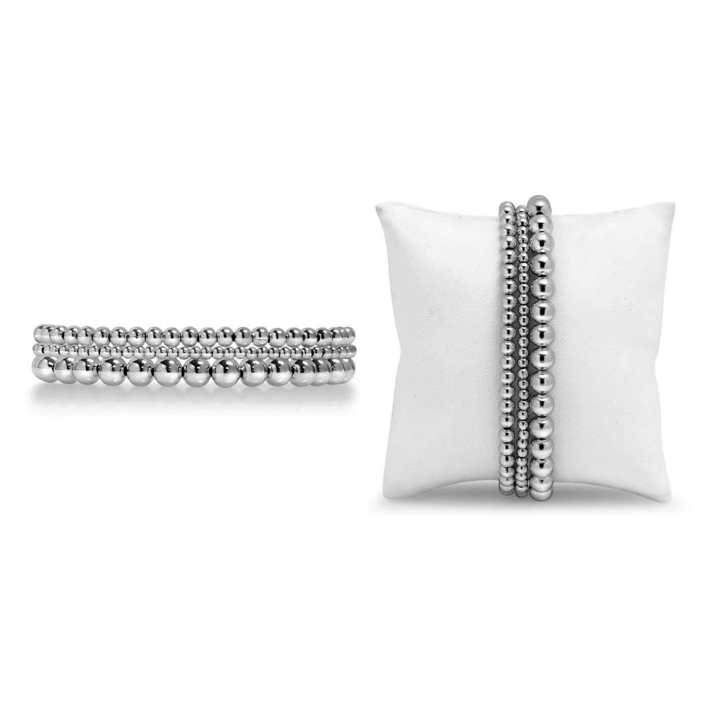 Feines Stretcharmband aus Sterlingsilber mit mehreren Perlen