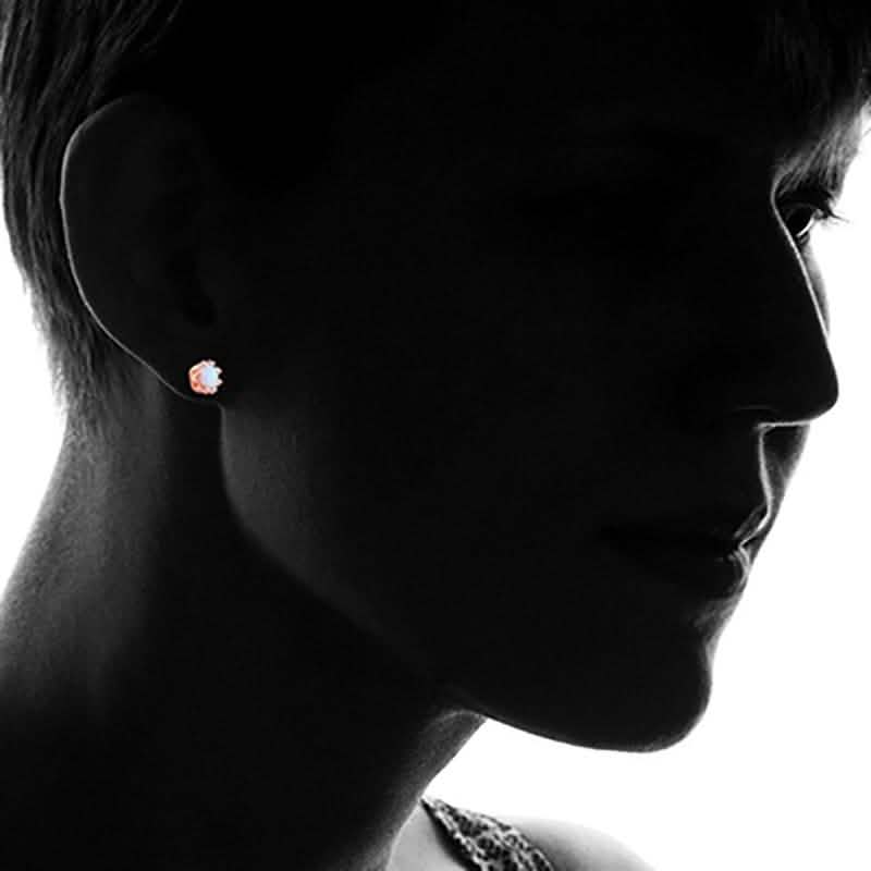 Feueropal-Kronen-Ohrstecker in 18K Rosévergoldung