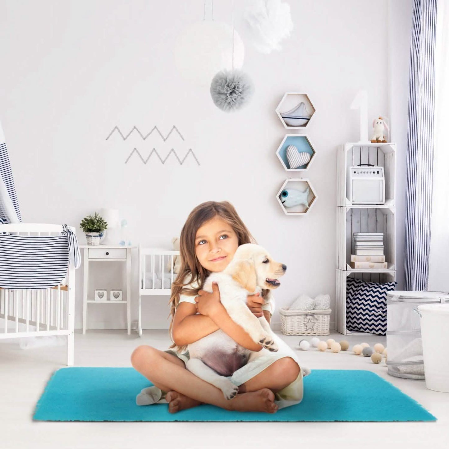 Flauschiger Schlafzimmer-Antirutsch-Teppich