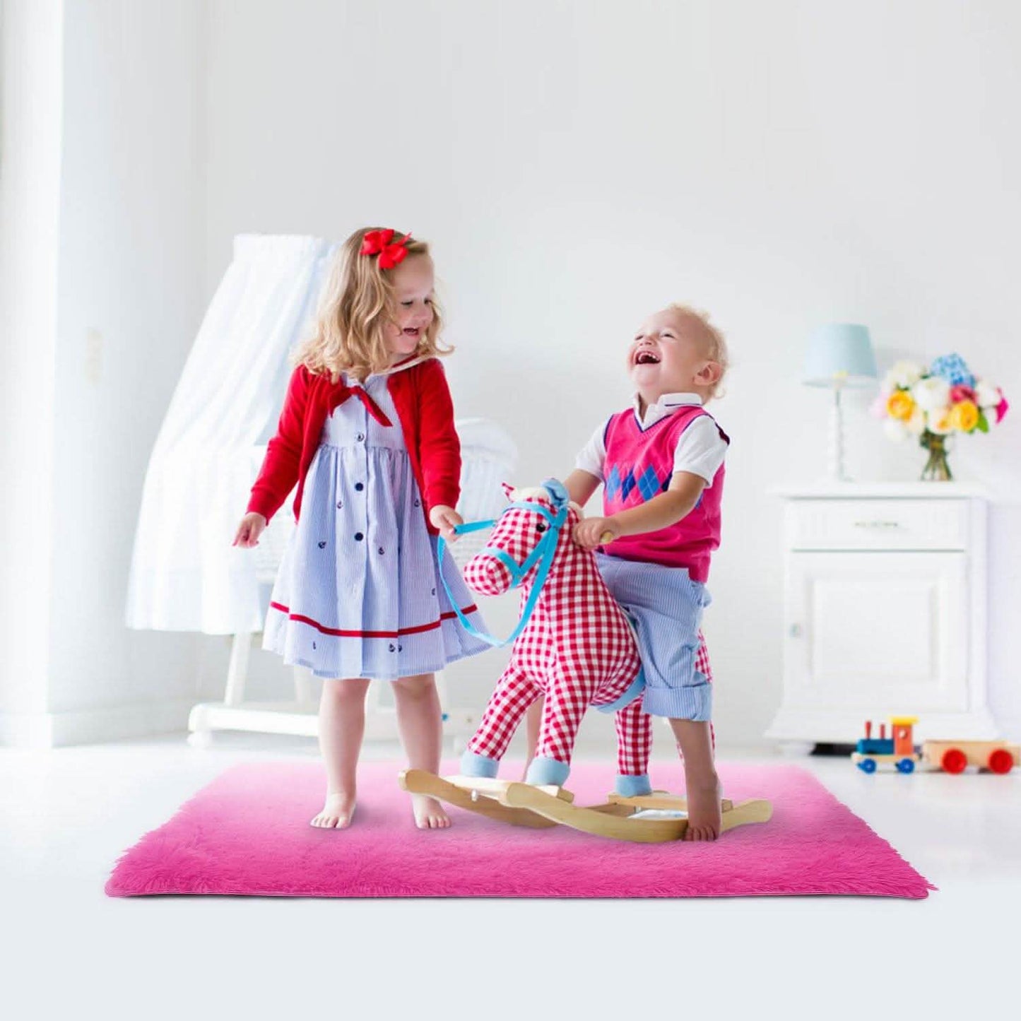 Flauschiger Schlafzimmer-Antirutsch-Teppich