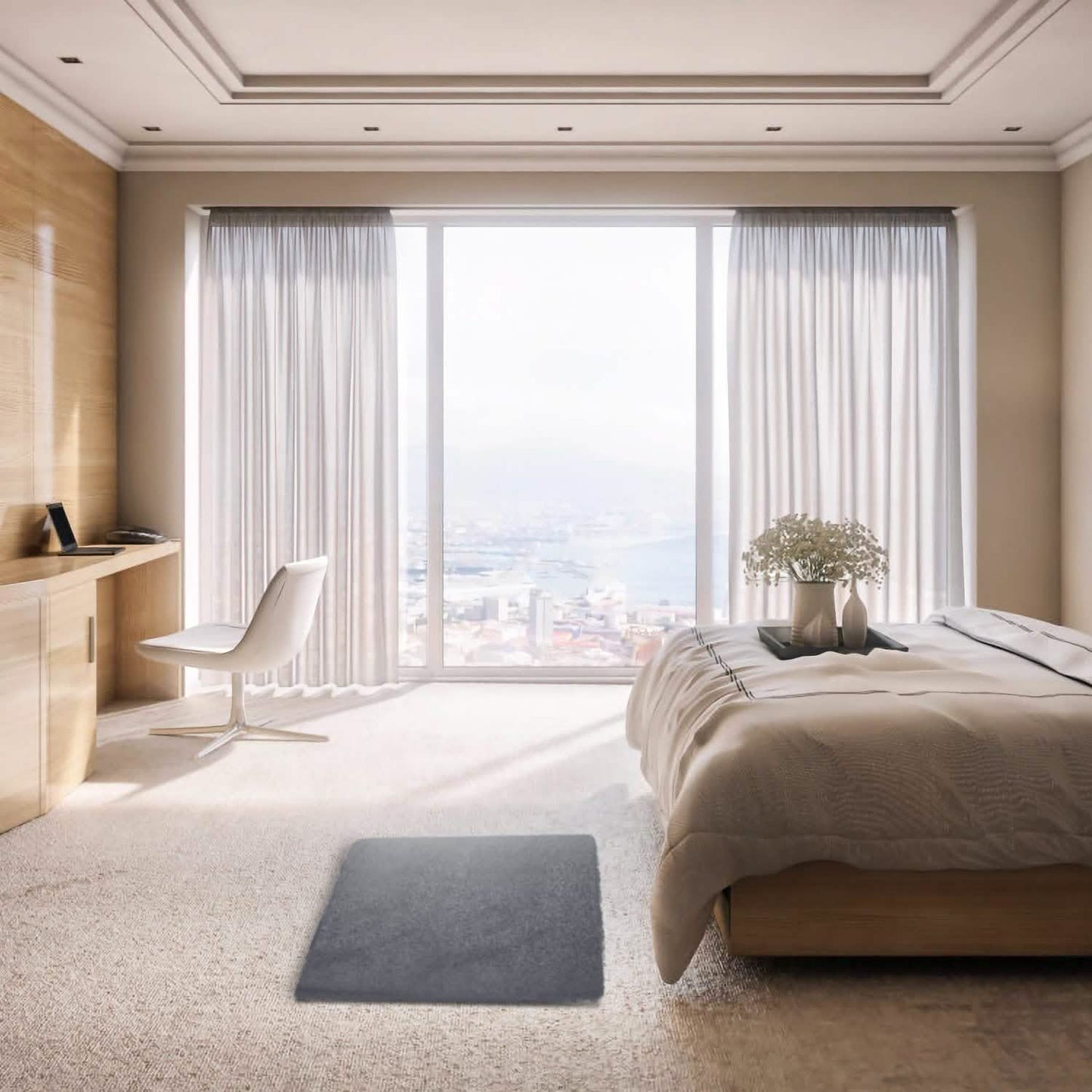 Flauschiger Schlafzimmer-Antirutsch-Teppich