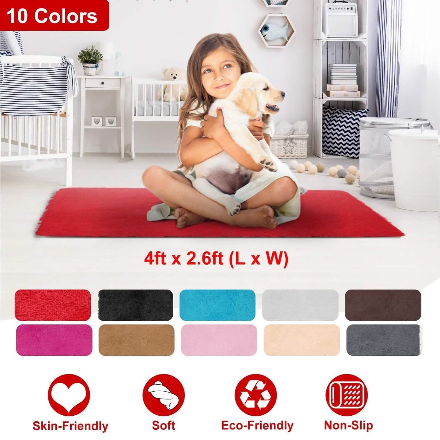Flauschiger Schlafzimmer-Antirutsch-Teppich