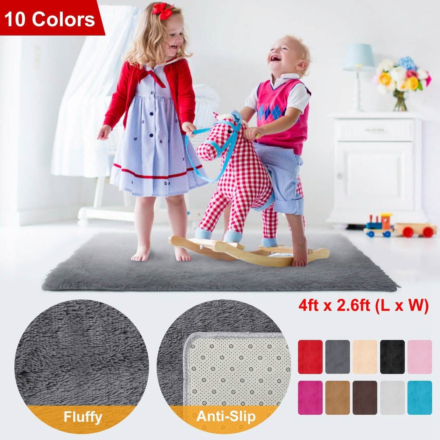 Flauschiger Schlafzimmer-Antirutsch-Teppich