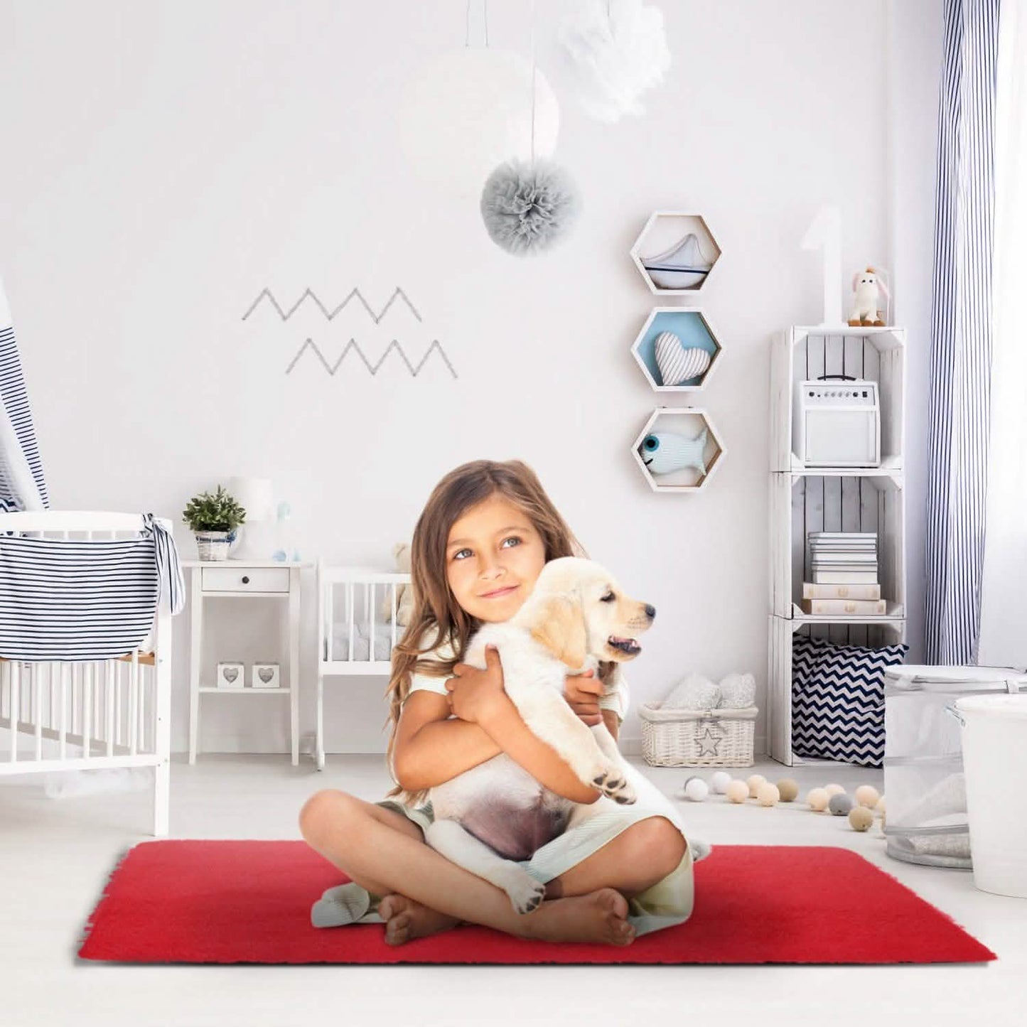Flauschiger Schlafzimmer-Antirutsch-Teppich