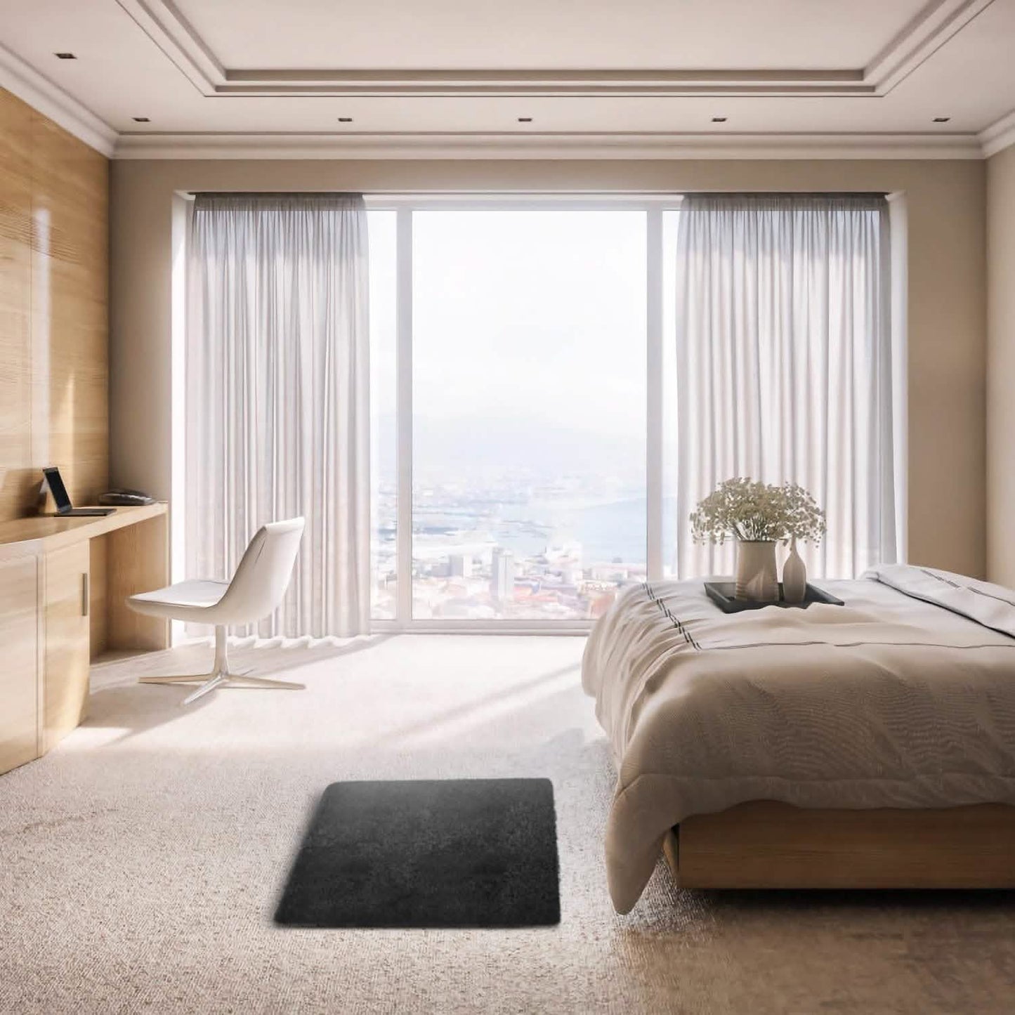 Flauschiger Schlafzimmer-Antirutsch-Teppich