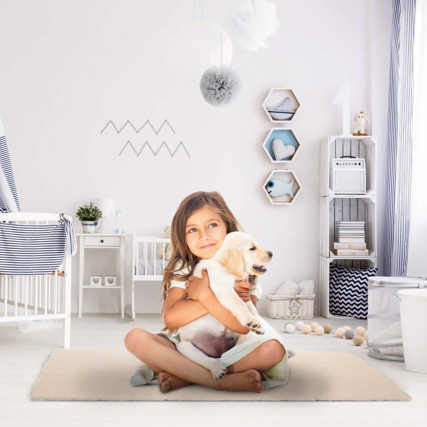 Flauschiger Schlafzimmer-Antirutsch-Teppich