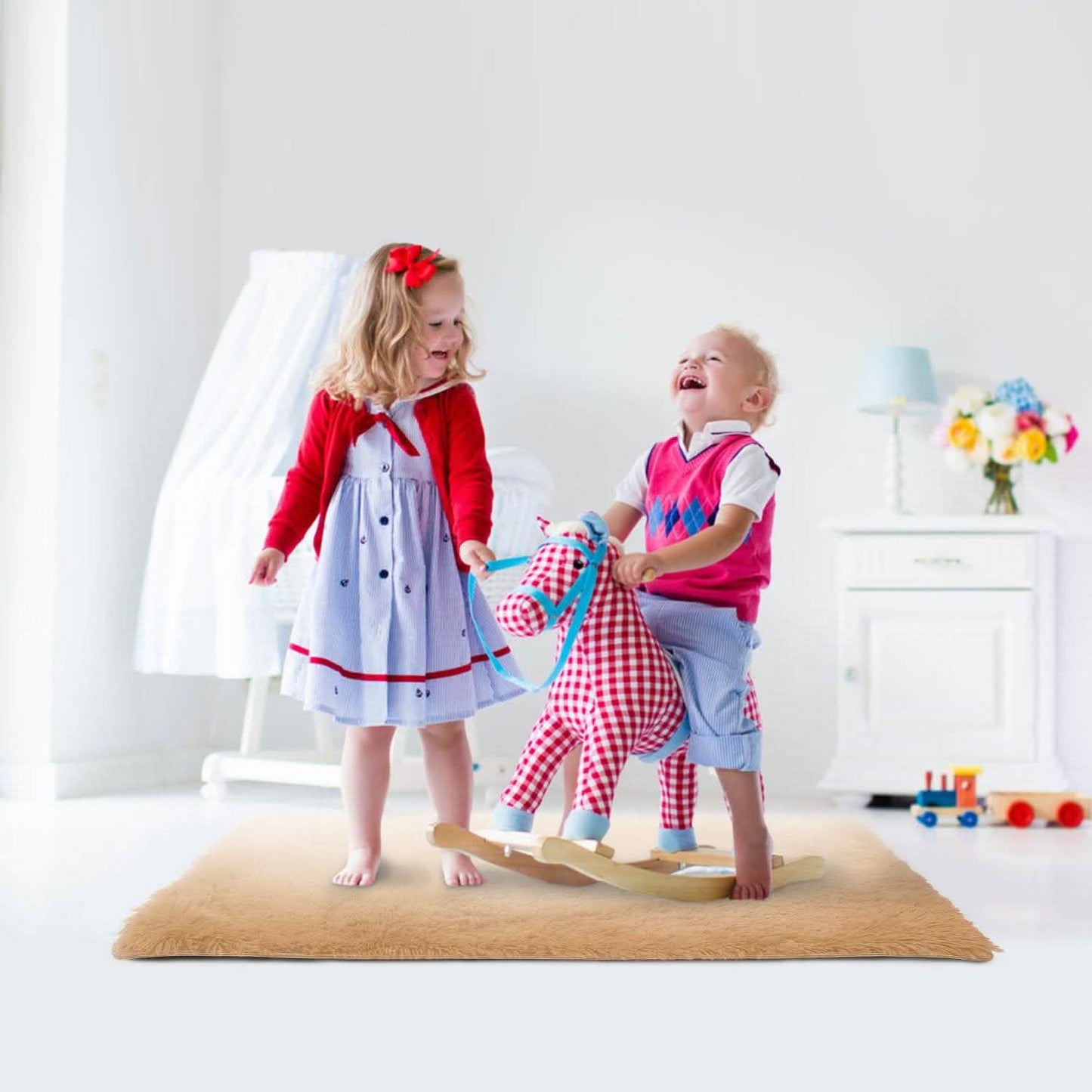 Flauschiger Schlafzimmer-Antirutsch-Teppich