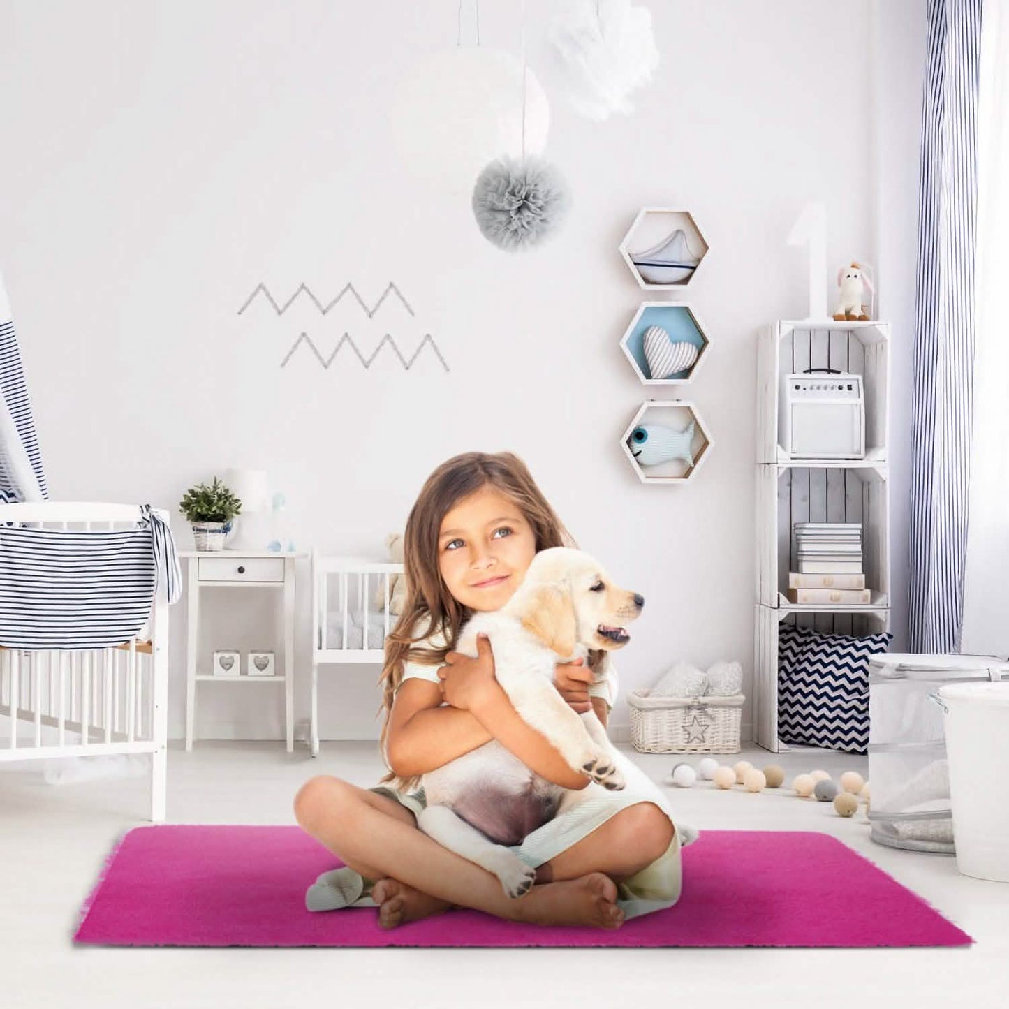 Flauschiger Schlafzimmer-Antirutsch-Teppich