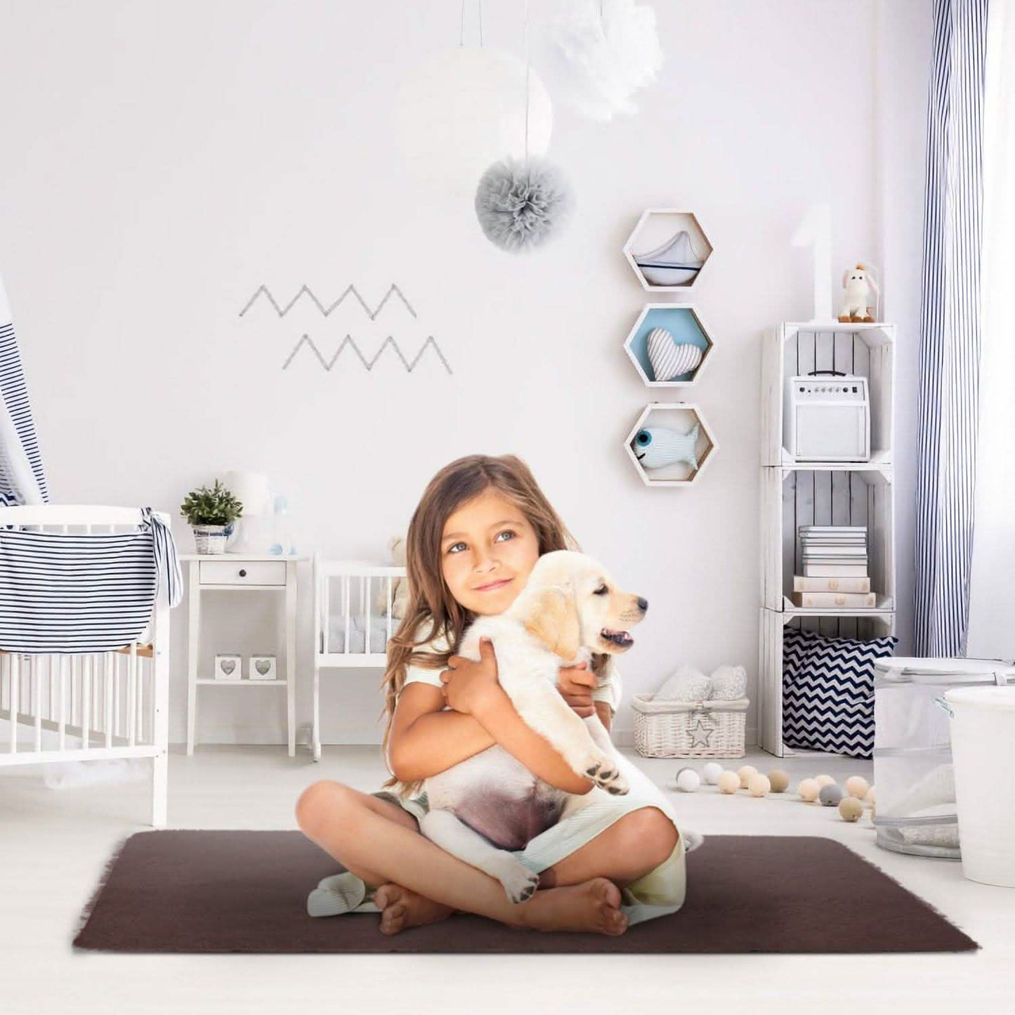 Flauschiger Schlafzimmer-Antirutsch-Teppich